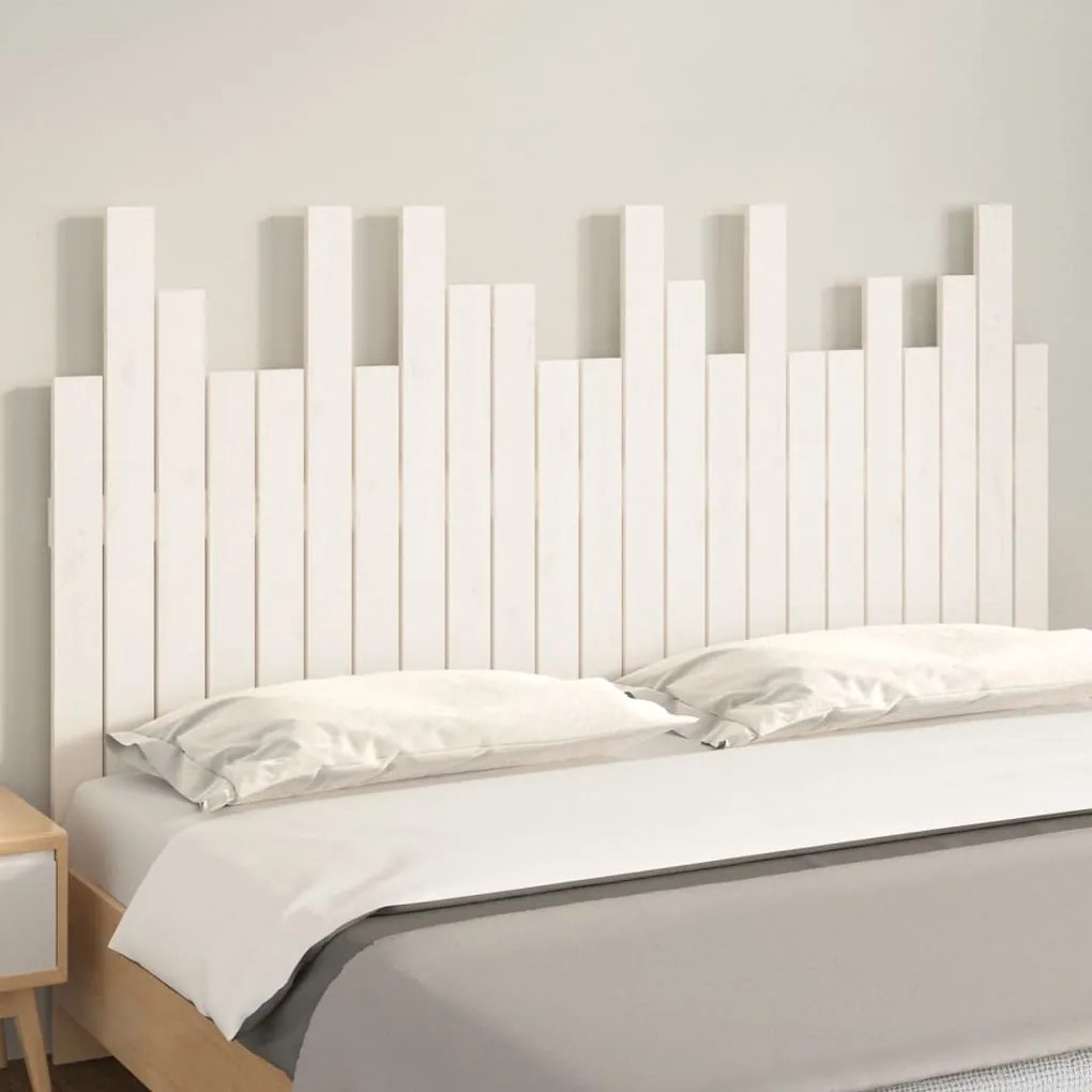 vidaXL Κεφαλάρι Τοίχου Λευκό 146,5x3x80 εκ. από Μασίφ Ξύλο Πεύκου