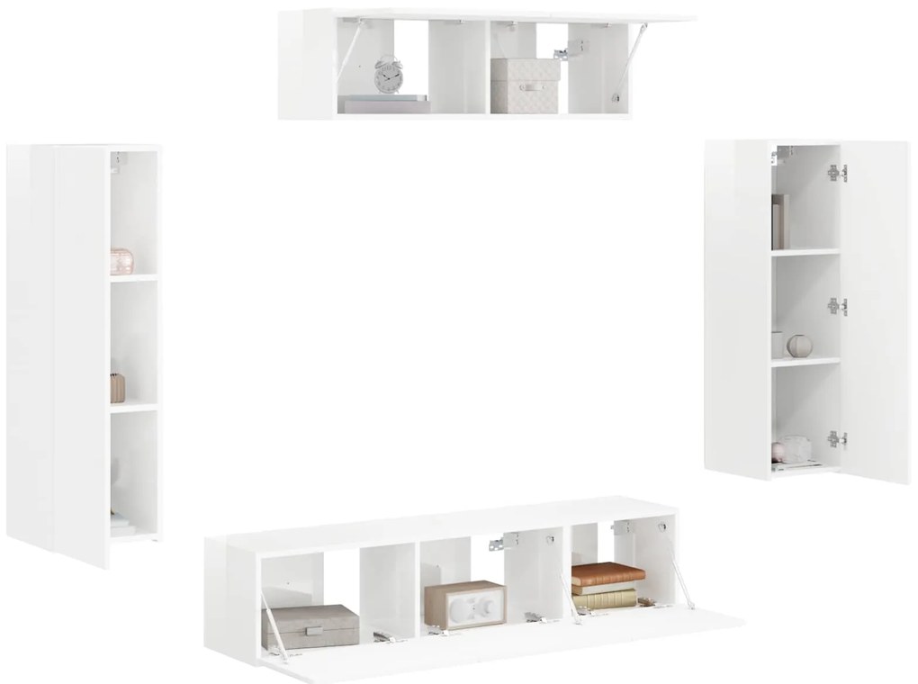 vidaXL Ντουλάπι TV 3 pcs Υψηλής γυαλάδας λευκό