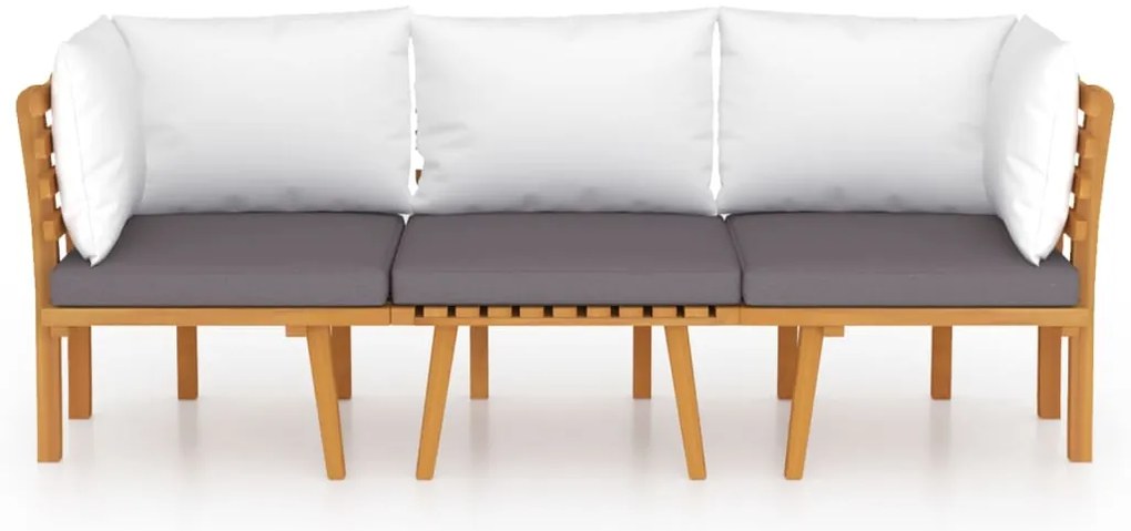 vidaXL Σαλόνι Κήπου Σετ 3 Τεμαχίων από Μασίφ Ξύλο Ακακίας με Μαξιλάρια