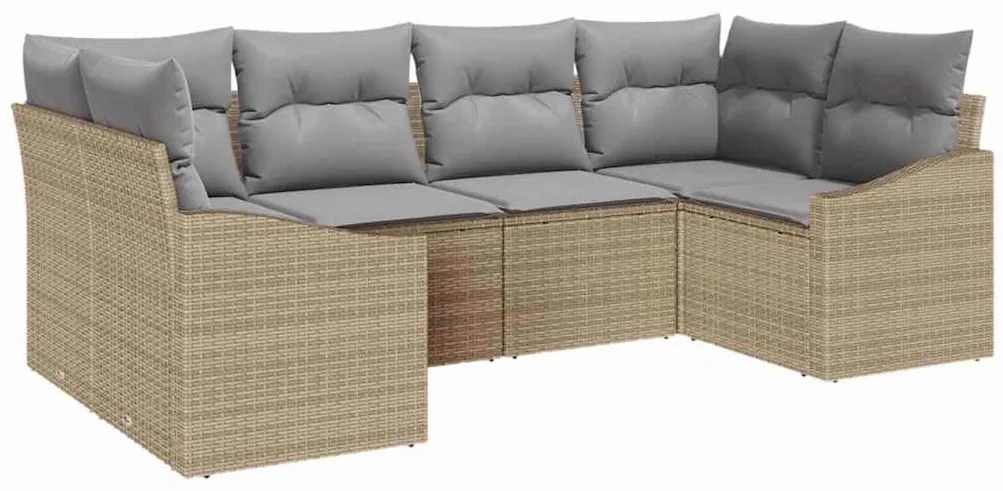 vidaXL Σετ Καναπέ Κήπου με μαξιλάρι 6 pcs Μπεζ, Ανοιχτό Γκρι