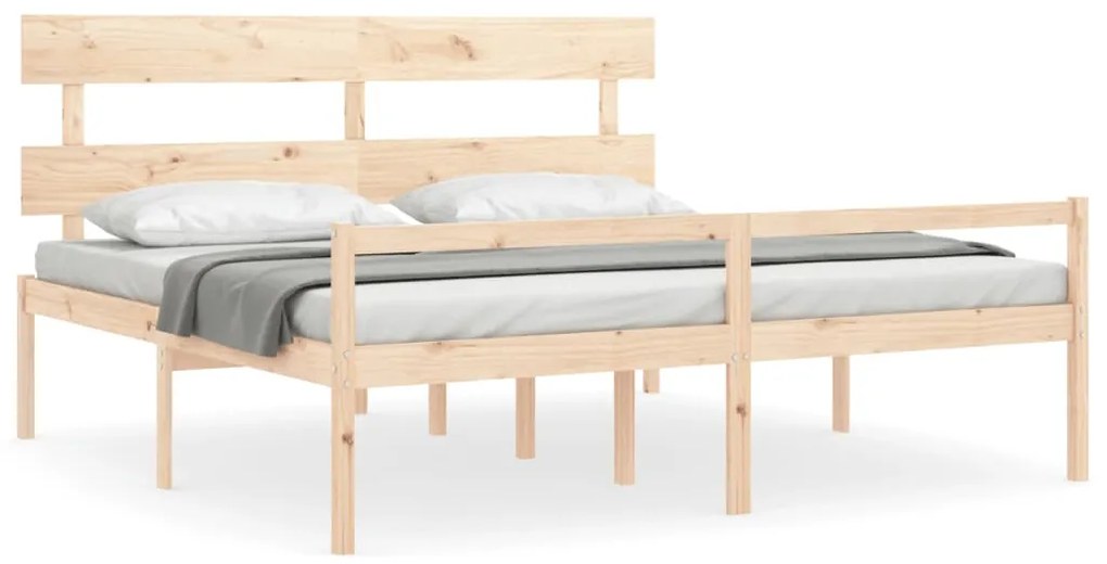 vidaXL Κρεβάτι Ηλικιωμένου με Κεφαλάρι Μασίφ Ξύλο Super King Size