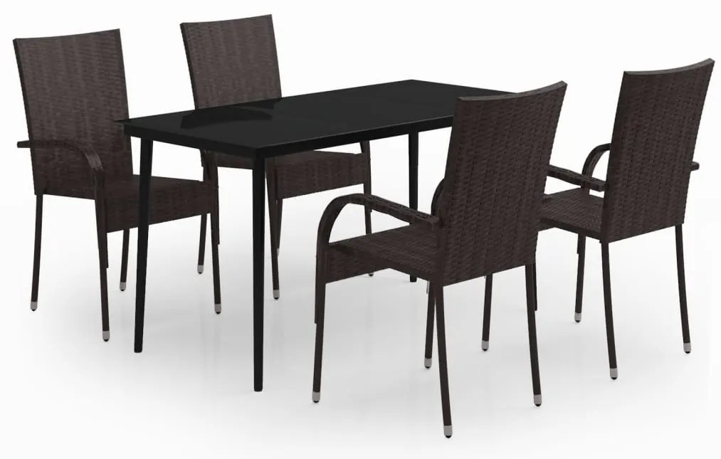 vidaXL Σετ Τραπεζαρίας Κήπου 5 Τεμαχίων Καφέ/Μαύρο