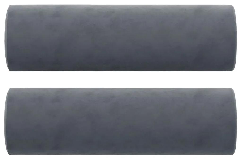 vidaXL Μαξιλάρια Διακοσμητικά 2 τεμ. Σκούρο Γκρι Ø15x50 εκ. Βελούδινα