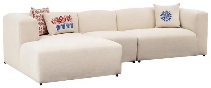 Γωνιακός καναπές Lindena δεξιά γωνία κρεμ ύφασμα 296x158x72εκ Υλικό: Fabric: 100%  POLYESTER (Chenille Textured Fabric) / Frame: Beech wood / PP Legs / DNS Foam for seat and back 071-001557
