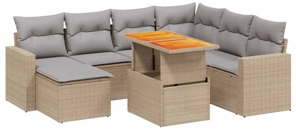 vidaXL Σαλόνι Κήπου Σετ 8 τεμ. Μπεζ Συνθετικό Ρατάν με Μαξιλάρια