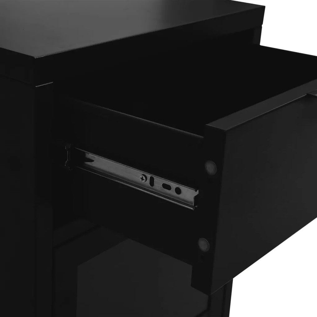 vidaXL Κομοδίνο Μαύρο 40 x 30 x 54,5 εκ. από Ατσάλι και Γυαλί