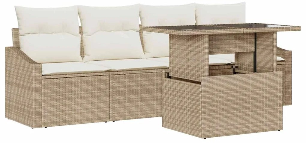 vidaXL Σετ Καναπέ Κήπου 5 pcs μπεζ και κρεμ 100 x 55 x 73 εκ