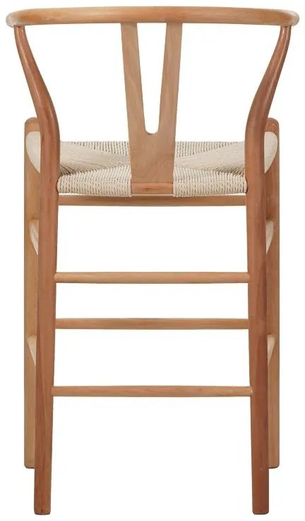 Σκαμπό μπαρ Wishbone rubberwood-σχοινί σε φυσική απόχρωση 55x49x108εκκ 55x49x96 εκ.