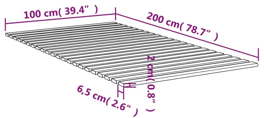 Τάβλες Κρεβατιού 100 x 200 εκ. από Μασίφ Ξύλο Πεύκου - Καφέ