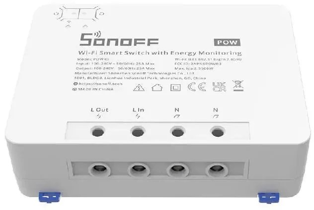 Sonoff Έξυπνος Ενδιάμεσος Διακόπτης WiFi με Παρακολούθηση Ενέργειας POWR3 (25A/5500W) (Λευκό)