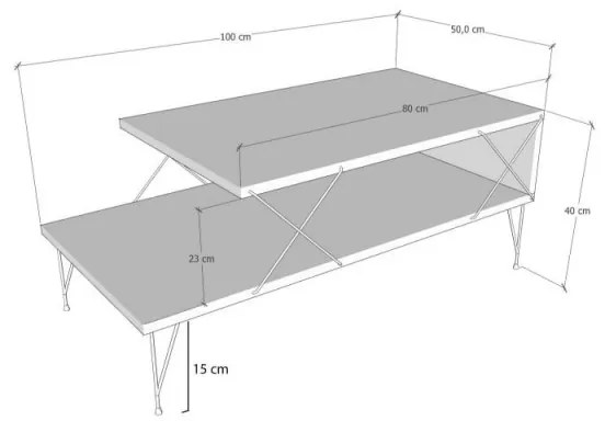 Τραπεζάκι σαλονιού Kalune Design 854KLN2826, 100x50x40 cm, Μοριοσανίδα, Επίστρωση μελαμίνης, λευκό