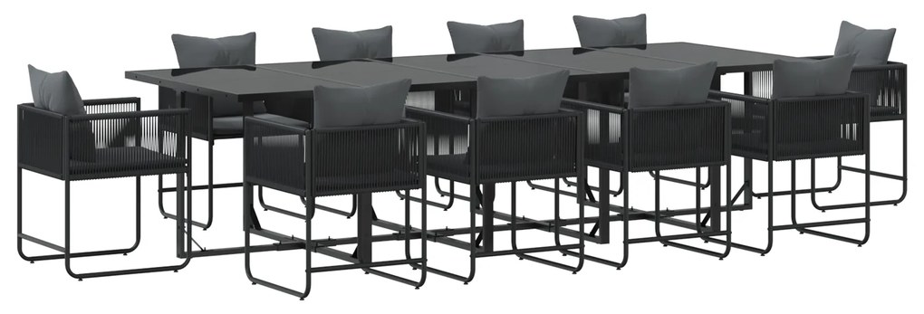vidaXL Σέτ φαγητού για κήπο 11 pcs Μαύρο Ατσάλι