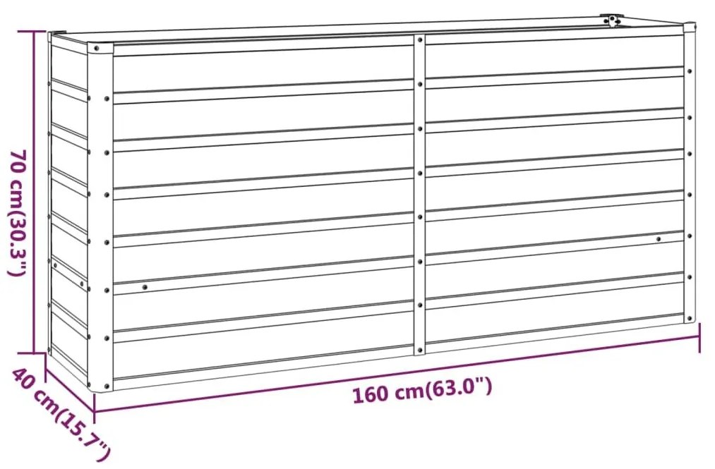 Ζαρντινιέρα Σκουριασμένο 160x40x77 εκ. Ατσάλι Σκληρυθέν Αέρα - Καφέ