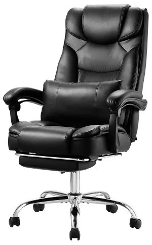 VEVOR Executive Chair High Back Office Chair with Footrest Lumbar Pillow Black