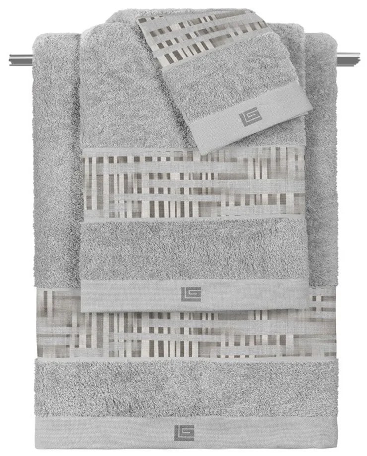 Πετσέτες Cuba (Σετ 3τμχ) Grey-Silver Guy Laroche Towels Set 70x140cm 100% Βαμβάκι