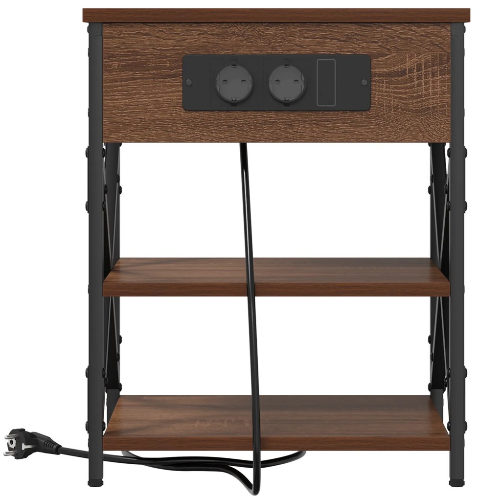 vidaXL Κομοδίνο με ράφι Καφέ δρυς 41 x 31 x 51 εκ. Επεξεργασμένο ξύλο