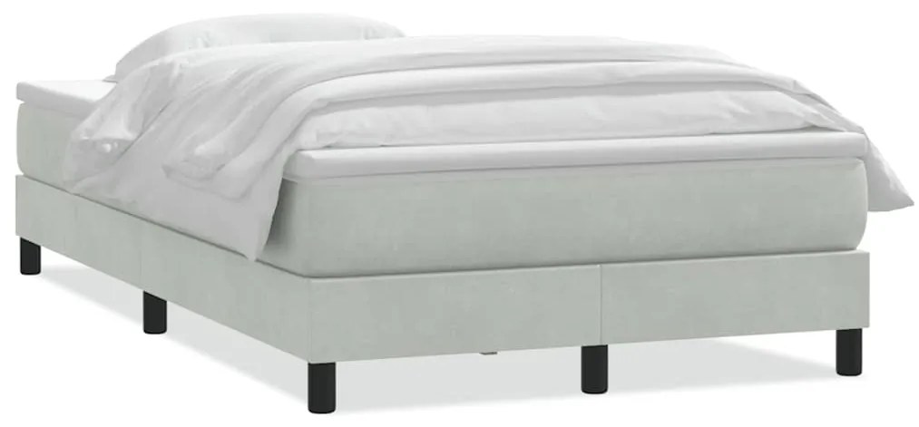 vidaXL Κρεβάτι Boxspring με Στρώμα Ανοιχτό Γκρι 120x220 εκ. Βελούδινο