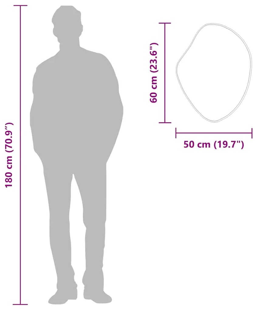 vidaXL Καθρέφτης Τοίχου Μαύρος 60x50 εκ.