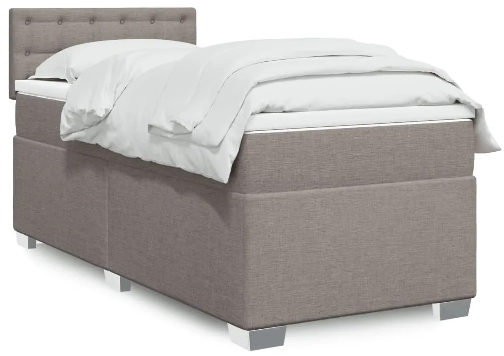 Κρεβάτι Boxspring με Στρώμα Taupe 80x200 εκ. Υφασμάτινο