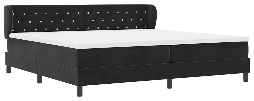 vidaXL κρεβάτι Box Spring με στρώμα  Μαύρο 200x200 εκ. Βελούδο