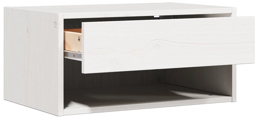 vidaXL Τοίχου Κομοδίνο Λευκό 50 x 32.5 x 24 εκ Συμπαγές ξύλο πεύκου
