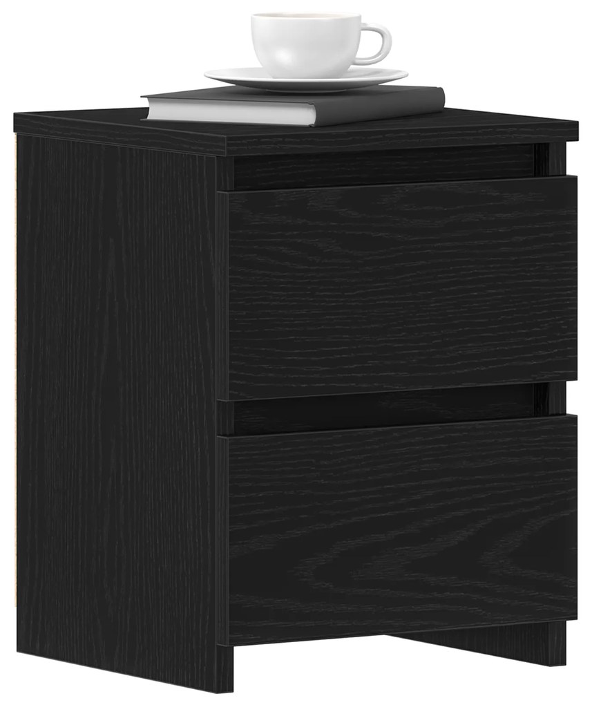 vidaXL Κομοδίνα με Συρτάρια 2 τεμ Μαύρη Δρυς 30x30x40 εκ