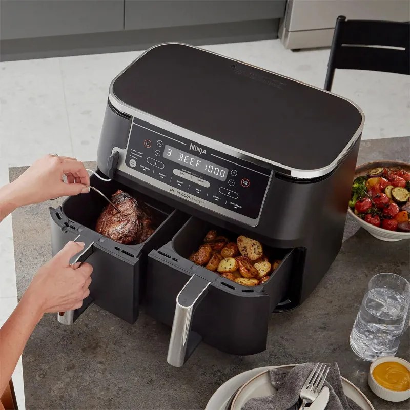 Ninja AF451EU Διπλή φριτέζα ζεστού αέρα, 2470W, 9,5L, 6 προγράμματα, ανεξάρτητες ζώνες, συγχρονισμός, μαύρο χρώμα
