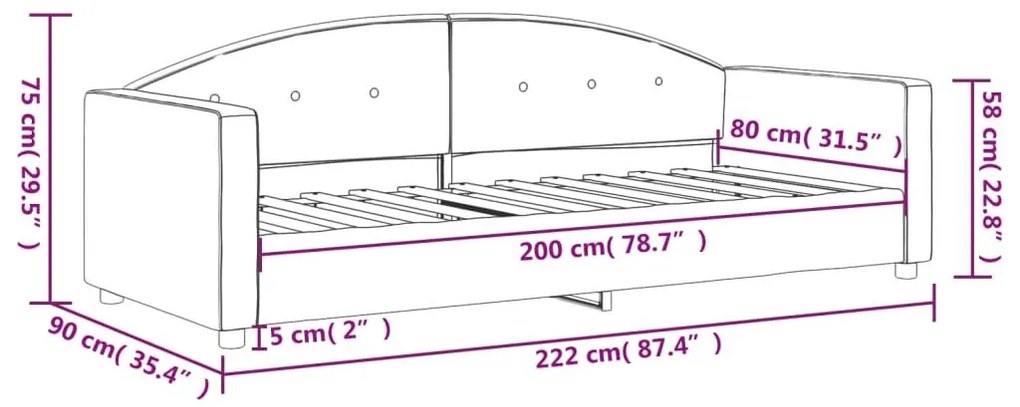 Καναπές Κρεβάτι Σκούρο Γκρι 80 x 200 εκ. Βελούδινος - Γκρι