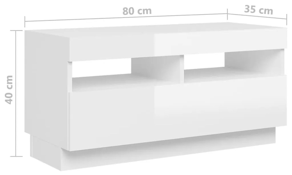 Έπιπλο Τηλεόρασης με LED Γυαλιστερό Λευκό 260 x 35 x 40 εκ. - Λευκό