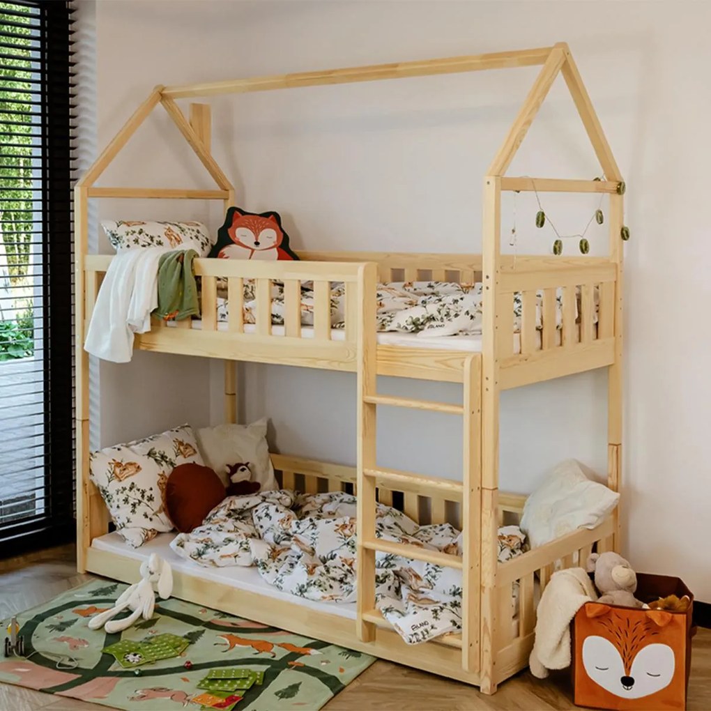 Κουκέτα Σπιτάκι Montessori Pola από μασίφ ξύλο Natural  90×200cm (Δώρο 10% Έκπτωση στα Στρώματα)