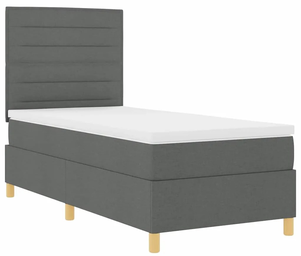 vidaXL Κρεβάτι Box Spring με στρώμα Σκοτεινού Γκρι Μονό Ύφασμα