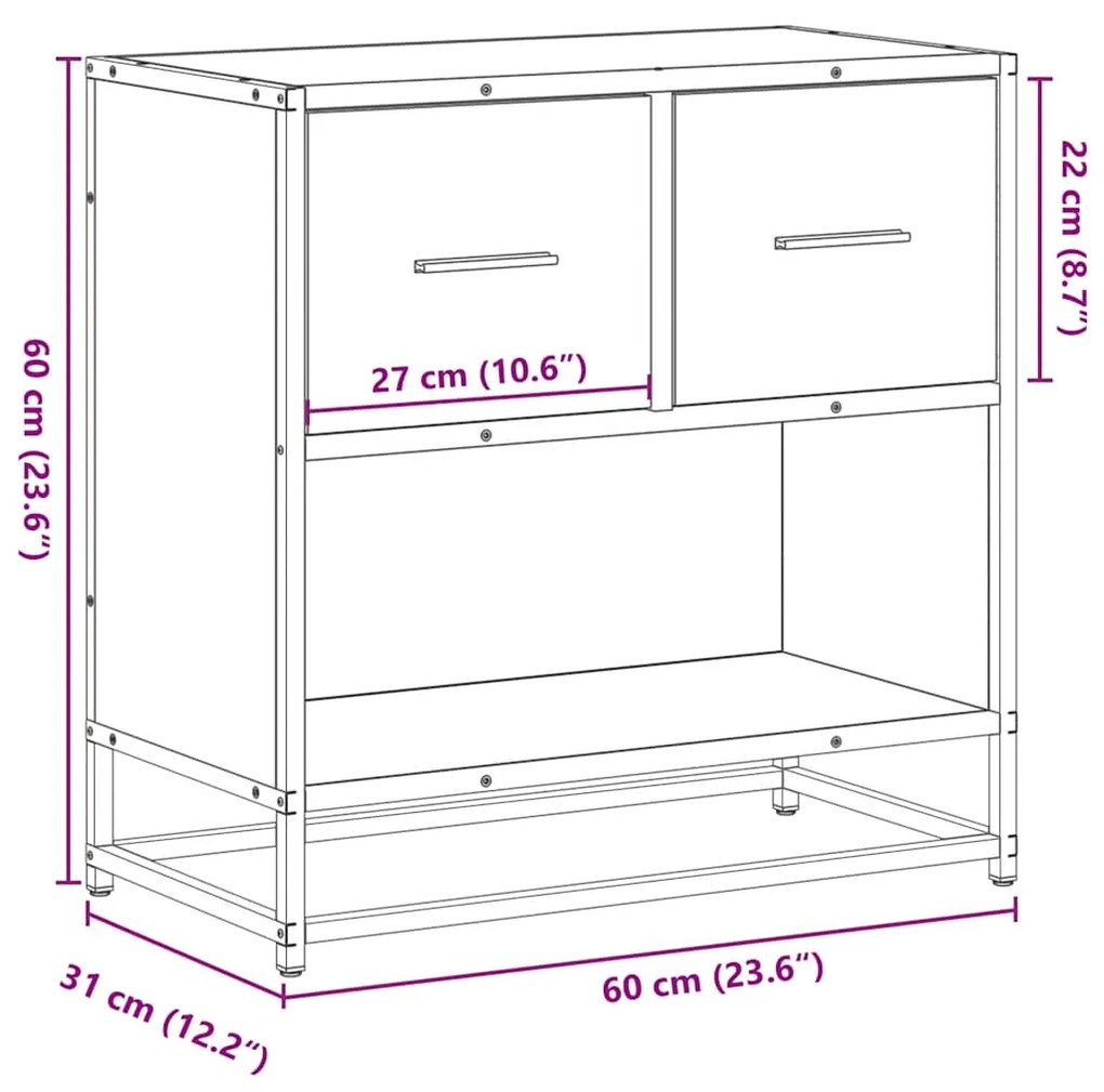 ΚΟΜΟΔΙΝΟ ΜΑΥΡΟ 60X31X60 CM ΚΑΤΑΣΚΕΥΑΣΜΕΝΟ ΞΥΛΟ ΚΑΙ ΜΕΤΑΛΛΟ 848694