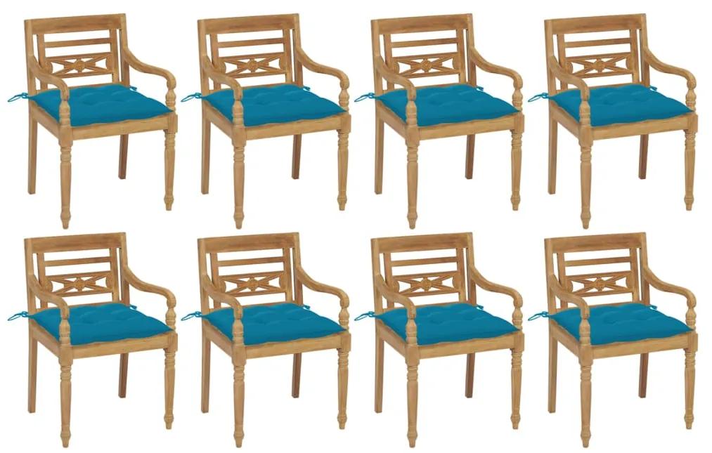 Καρέκλες Batavia 8 τεμ. από Μασίφ Ξύλο Teak με Μαξιλάρια