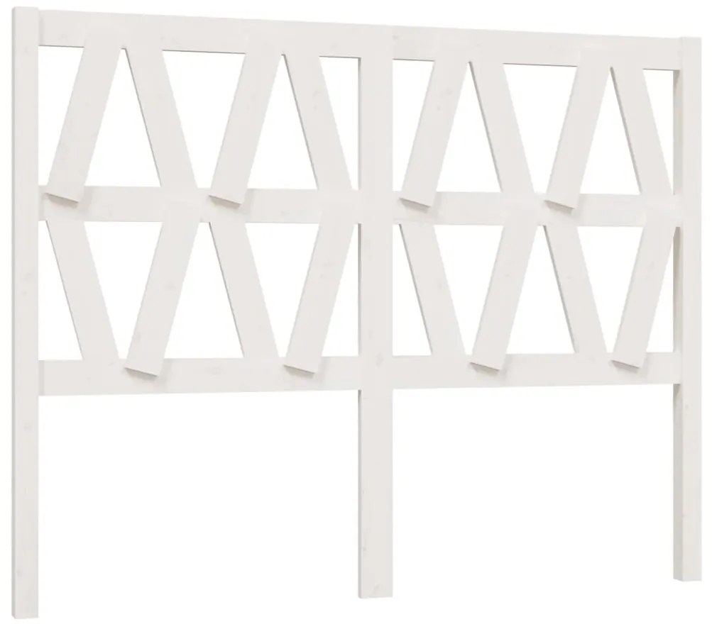 vidaXL Κεφαλάρι Κρεβατιού Λευκό 126 x 4 x 100 εκ. Μασίφ Ξύλο Πεύκου