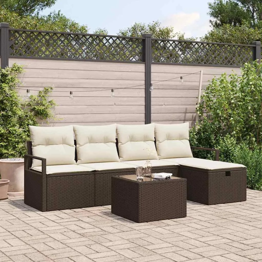 vidaXL Σετ Καναπέ Κήπου 6 pcs Καφέ και κρεμ 230 x 117 x 85 εκ.