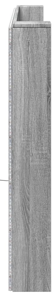 vidaXL Κεφαλάρι με Αποθηκ. Χώρο &amp; LED Γκρι Sonoma 220x16,5x103,5 εκ.