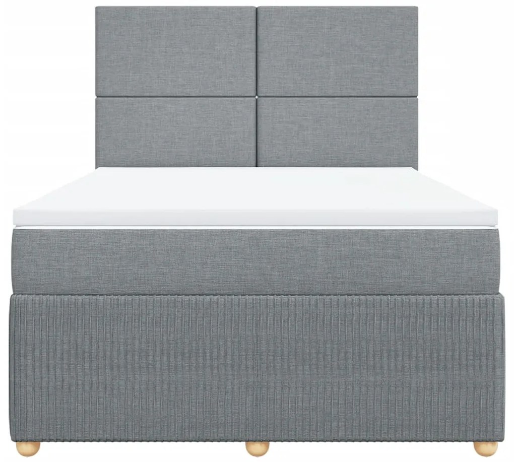 vidaXL Κρεβάτι Boxspring με Στρώμα Ανοιχτό Γκρι 140x190 εκ. Υφασμάτινο