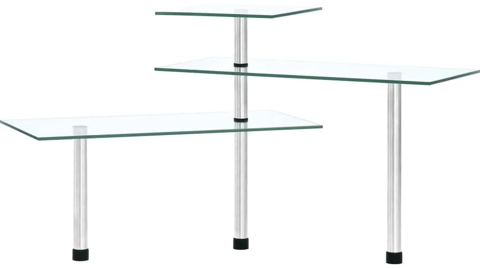 vidaXL Ράφι Κουζίνας Γωνιακό Τριώροφο από Ψημένο Γυαλί