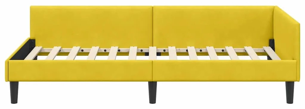 vidaXL Πλαϊνό Κρεβάτι Κίτρινο 90 x 190 cm Βελούδο και Στιβαρή ξυλεία