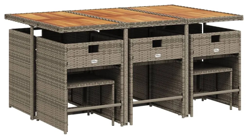 vidaXL Σετ Τραπεζαρίας Κήπου 11 Τεμαχίων Γκρι Συνθ. Ρατάν με Μαξιλάρια