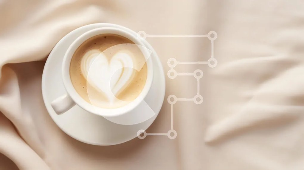Intra Συλλεκτικό Ξύλινο Παζλ Plywood  4mm - Latte Art σε σχήμα καρδιάς σε λευκό κύπελλο Σε Ξύλινο Κουτί - Διαστάσεις: 10x10 cm – 25 κομμάτια