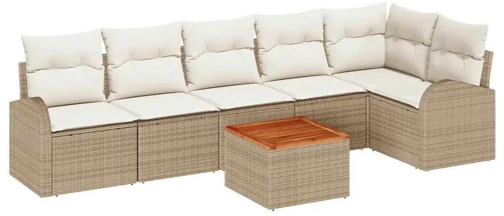 vidaXL Σετ Καναπέ Κήπου με μαξιλάρι 7 pcs Μπεζ συνθετικό ρατάν