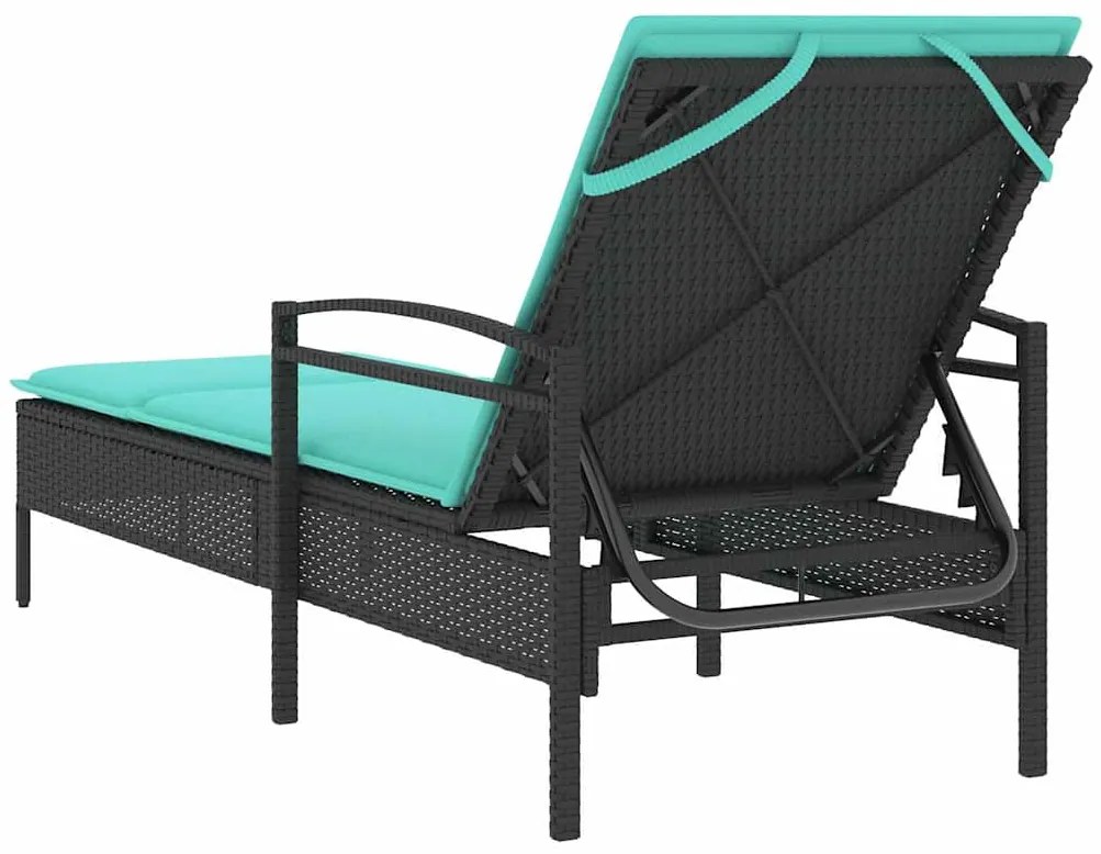 vidaXL Ξαπλώστρα με Μαξιλάρι Μαύρη 63x200x81 εκ. από Συνθετικό Ρατάν (μόνο για τις ΗΠΑ)