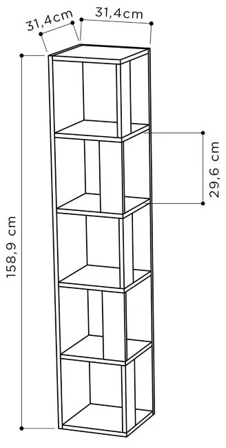 Βιβλιoθήκη στήλη Raphael pakoworld φυσικό 31,5x31,5x159εκ - 119-001144 - 119-001144