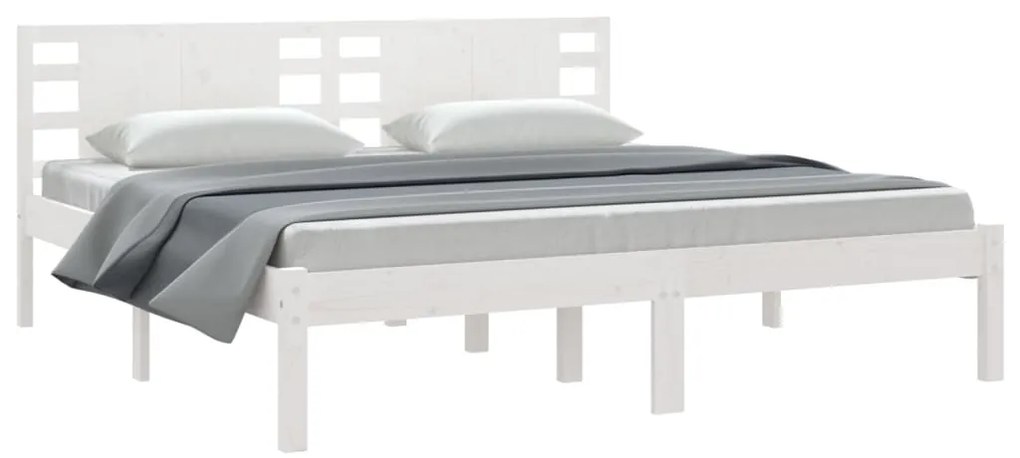 vidaXL Σκελετός Κρεβ. Χωρίς Στρώμα Λευκό 200x200 εκ Μασίφ Πεύκο