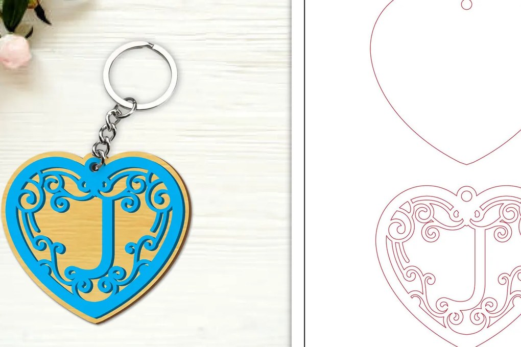 Intra απο ξύλο plywood 3mm-4mm πάχος Alphabet Keychain  Letter J Δίασταση 6x6 cm INTRAFABR-99755299