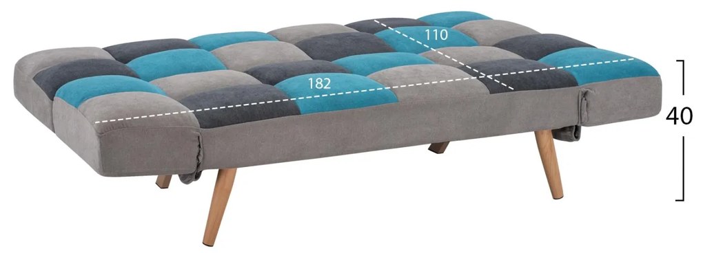 Καναπές - Κρεβάτι MULTICOLOR Τριθέσιος Γκρί - Μπλέ 182Χ80Χ88Υ εκ. 182x80x88 εκ.