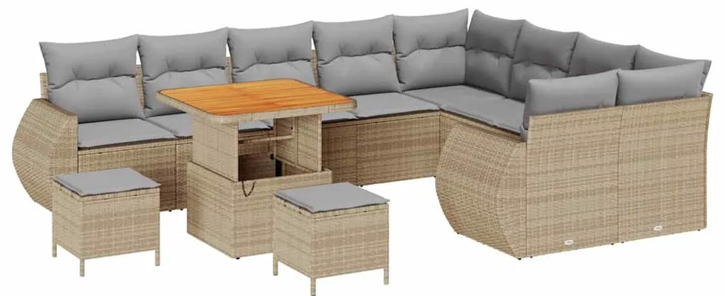 vidaXL Σετ Καναπέ Κήπου 12 pcs Μπεζ συνθετικό ρατάν