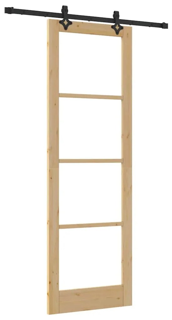 vidaXL Συρόμενη Πόρτα Χειροκίνητος Καφέ 78 x 232 cm Ξύλο και μέταλλο