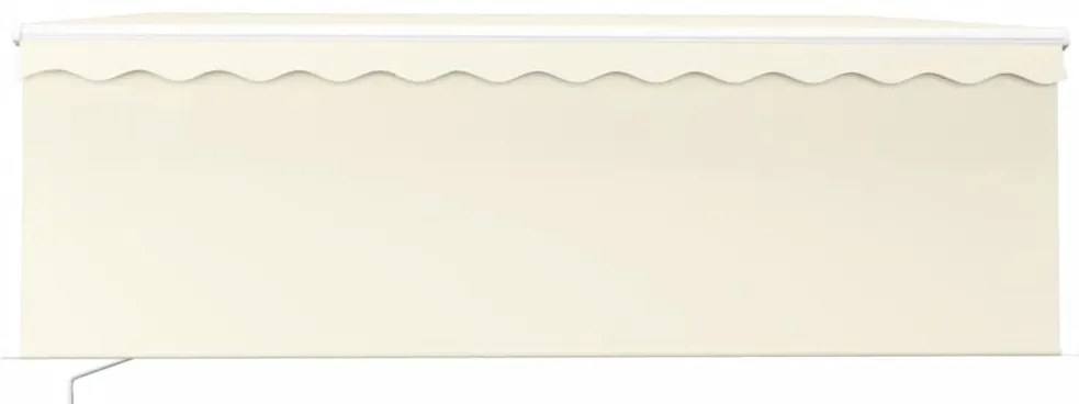 vidaXL Τέντα Συρόμενη Χειροκίνητη με Σκίαστρο & LED Κρεμ 4 x 3 μ.